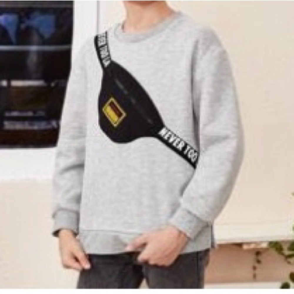 Gray Sweatshirt with Black Accent 7y